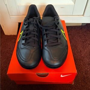 Nike Kids Black Sneakers with Yellow Swoosh